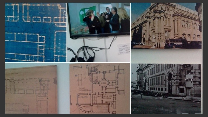 Planos del edificio, fotos de la esquina, videos del ex SI y fragmentos de los juicios en la muestra.