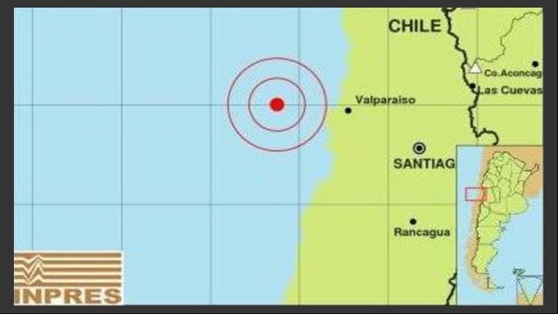 Según información del Instituto Nacional de Prevención Sísmica (Inpres), los temblores tienen su epicentro cerca de Valparaíso. 