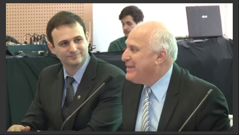 Degrati junto a Lifschitz en la presentación, este martes, del plan TecnoFE, 