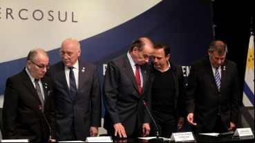 Los cancilleres de Argentina, Brasil, Uruguay y Paraguay en San Pablo.