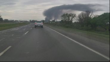 El siniestro visto desde la autopista Rosario-Santa Fe