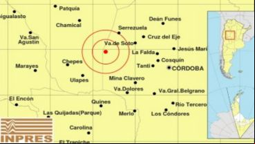 Informe geográfico del movimiento telúrico sentido con epicentro en Córdoba.