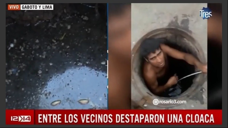Los vecinos destaparon la cloaca para impedir el ingreso de agua a las casas.