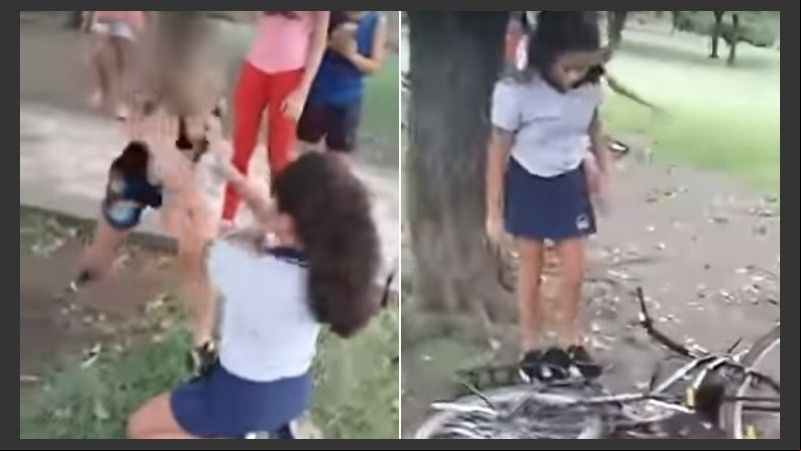 Imágenes de la filmación que realizaron durante el caso de bullyng.