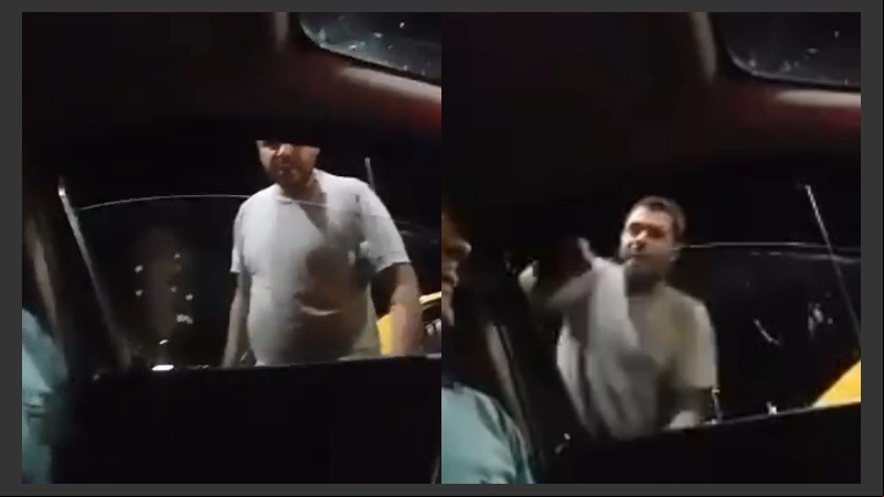 El momento de la agresión al conductor del taxi.