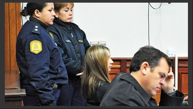 Nahir Galarza durante el juicio.
