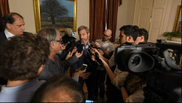 El ministro Frigerio al término de la reunión.