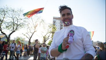 Todo el color de la movilización de este sábado a la tarde.