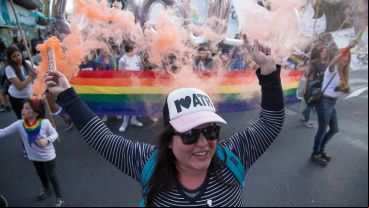 Todo el color de la movilización de este sábado a la tarde.