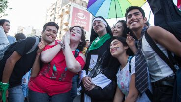 Todo el color de la movilización de este sábado a la tarde.