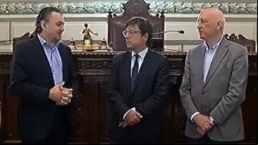 El presidente del directorio de Televisión Litoral SA, Gustavo Scaglione, en la Legislatura provincial.