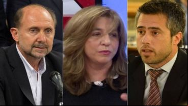 Omar Perotti, Silvina Frana y Leandro Busatto.