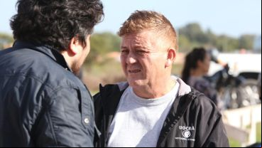 Sixto Irrazábal, secretario adjunto de la Uocra Rosario, en el lugar del accidente.