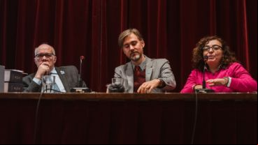 Los disertantes durante la presentación del Diccionario Panhispánico de Español Jurídico.
