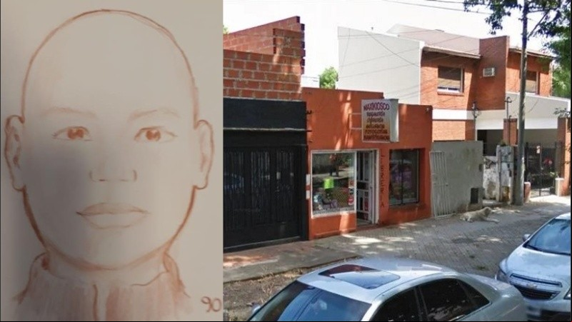 El primer identikit y uno de los negocios donde hubo ataques.