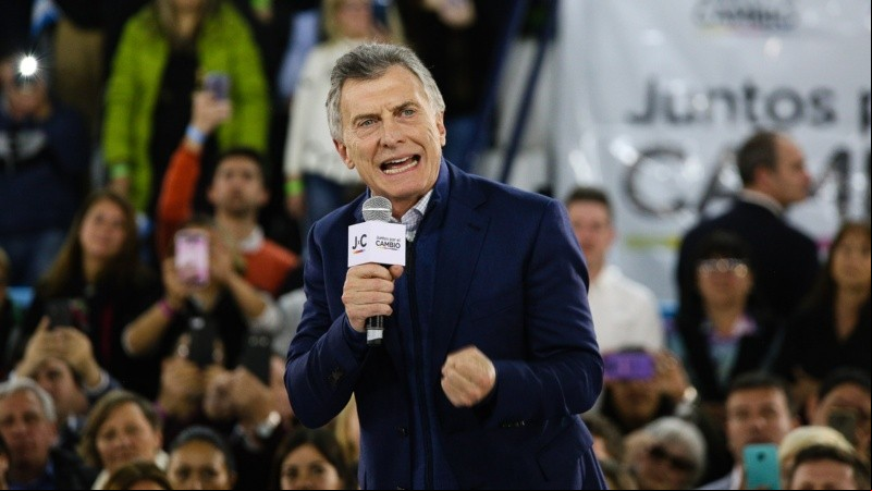 Mauricio Macri en pleno discurso este lunes en Rosario. 