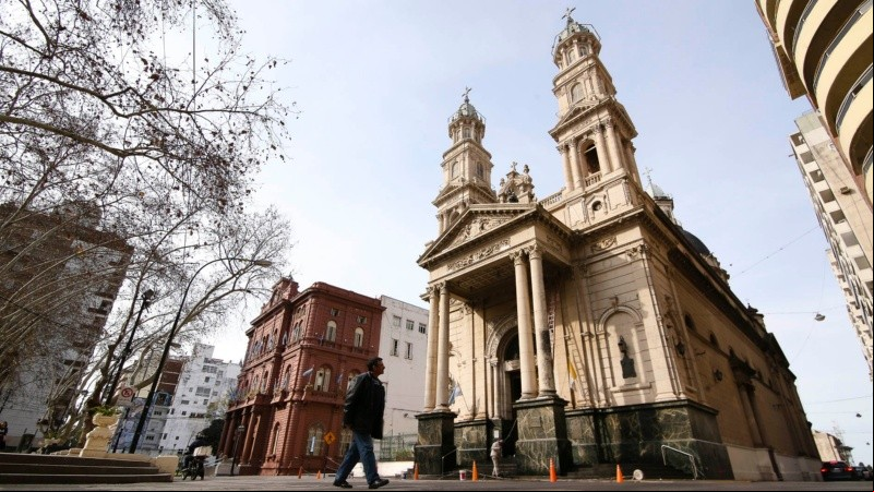 Una vista de la Catedral de Rosario, construída a fines del SXIX.