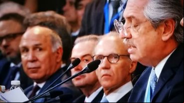 Los jueces de la Corte Suprema escuchando el mensaje de Alberto sobre la reforma de la Justicia.