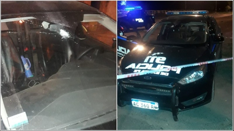 El móvil policial tiroteado en la zona suroeste.