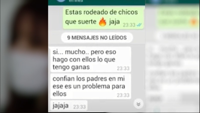 Uno de los mensajes que mandó el imputado, que está preso.