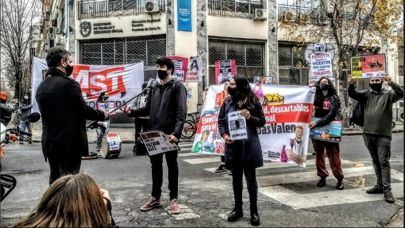La jornada de protesta frente al Ministerio de Trabajo. 