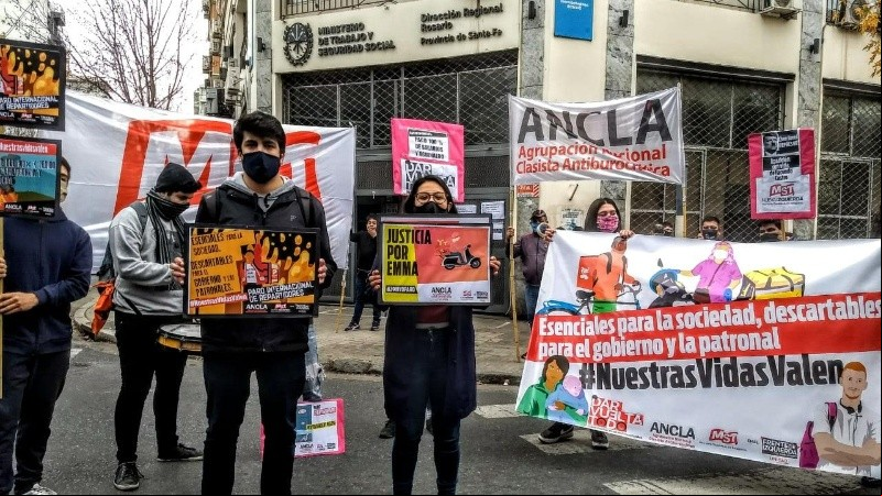 La jornada de protesta frente al Ministerio de Trabajo. 