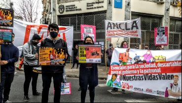 La jornada de protesta frente al Ministerio de Trabajo.