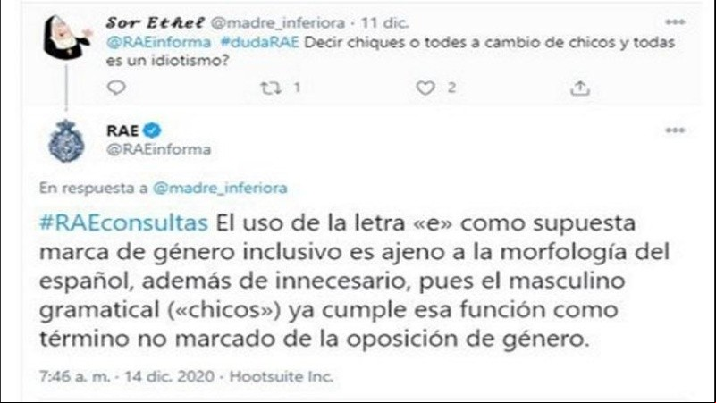 A principios de noviembre, el pronombre “elle” fue incluido en el espacio “Observatorio de Palabras”, dentro del sitio web de la RAE. 