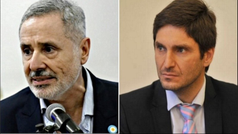 El exministro de Seguridad Marcelo Sain y su antecesor en el cargo, el diputado Maximiliano Pullaro.