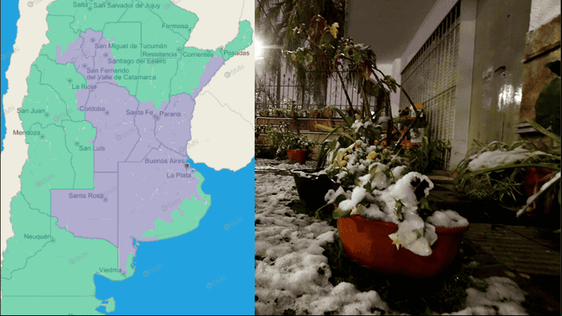 El mapa pintado de violeta indica 