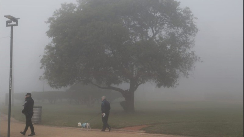 La niebla cubrió el Monumento este domingo a la mañana.
