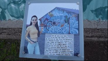 El mural de la joven asesinada que pintó el artista santafesino Lisandro Urteaga.