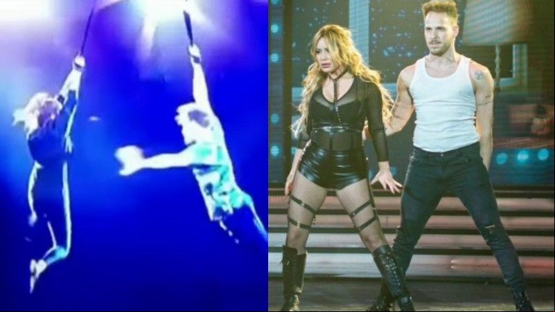 La imagen previa al momento de la caída de Karina, junto a su bailarín, Damián García.