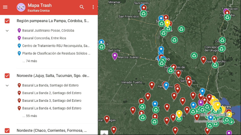 El mapa nacional incluye a Rosario y la región.