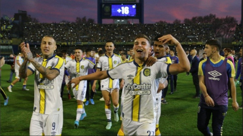 Los jugadores de Rosario Central y la fiesta.