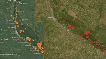 Primera semana de agosto. El mapa del Museo Scasso y los focos en el sitio Firms de la Nasa.