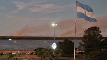 El incendio reportado este miércoles durante la marcha.