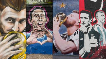 Una recorrida por los distintos murales de los campeones del mundo en Rosario.
