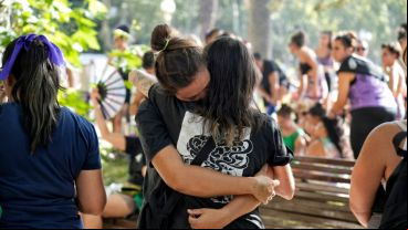 La movilización por el centro de Rosario este miércoles.