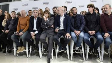 Los dirigentes de Juntos por el Cambio en conferencia de prensa.