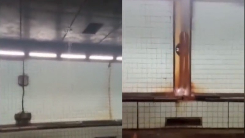 El video muestra una filtración de agua en el interior del túnel.