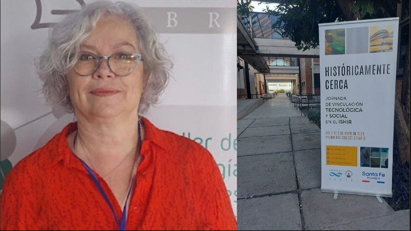 La directora del CCT Rosario, Sandra Fernández (izq) y el instituto ISHIR del cual ascendió en su dirección.
