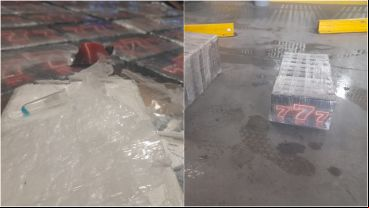 El cargamento incautado en la estación de servicios.