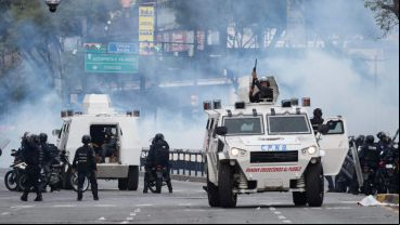 La Policía Nacional Bolivariana durante una protesta este lunes.