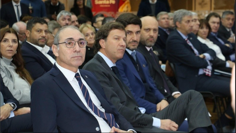 Los presidentes de las Bolsas de Rosario y Santa Fe junto al gobernador, esta semana en Buenos Aires