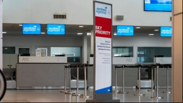 El espacio de Aerolíneas Argentinas en el Aeropuerto de Rosario.