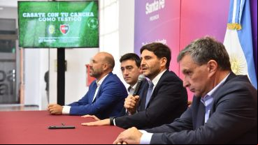 Los presidentes Astore y Belloso estuvieron en la presentación junto al gobernador Pullaro