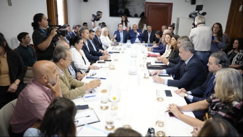 Los funcionarios en las comisiones de Diputados este jueves.