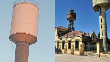 Los tanques en cuestión: uno, removido antes de caer; el otro, desmoronado.