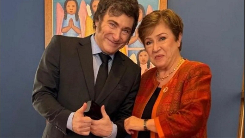 Javier Milei y Kristalina Georgieva.